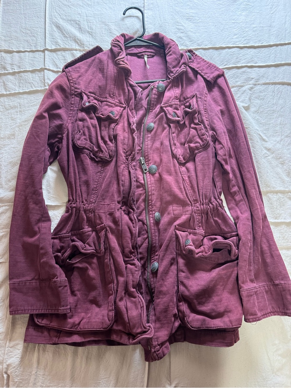 Free People Plum Utility Jacket with Drawstring Waist